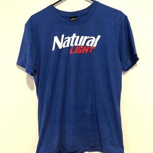 Natural Light Hanes Blue T-Shirt Medium 60% Cotton 40% Polyester